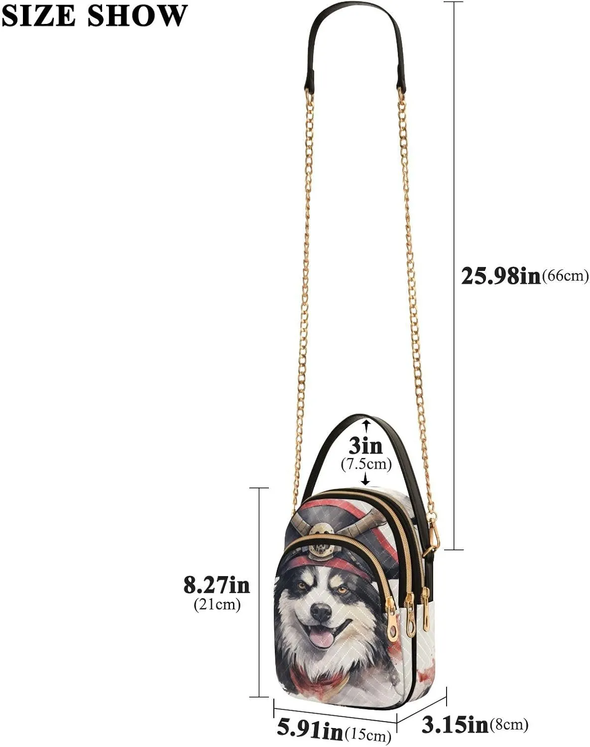 Husky Wearing a Pirate Hat Women's Crossbody Bag, Small Bag with Shoulder Strap, Fall Crossbody Purse