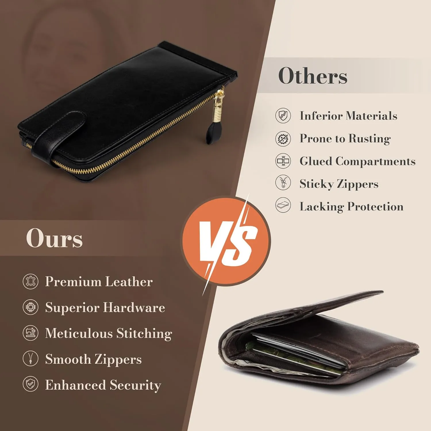 Huztencor Womens Leather Credit Card Holder Wallet RFID Blocking Wallet Women Card Case Purse