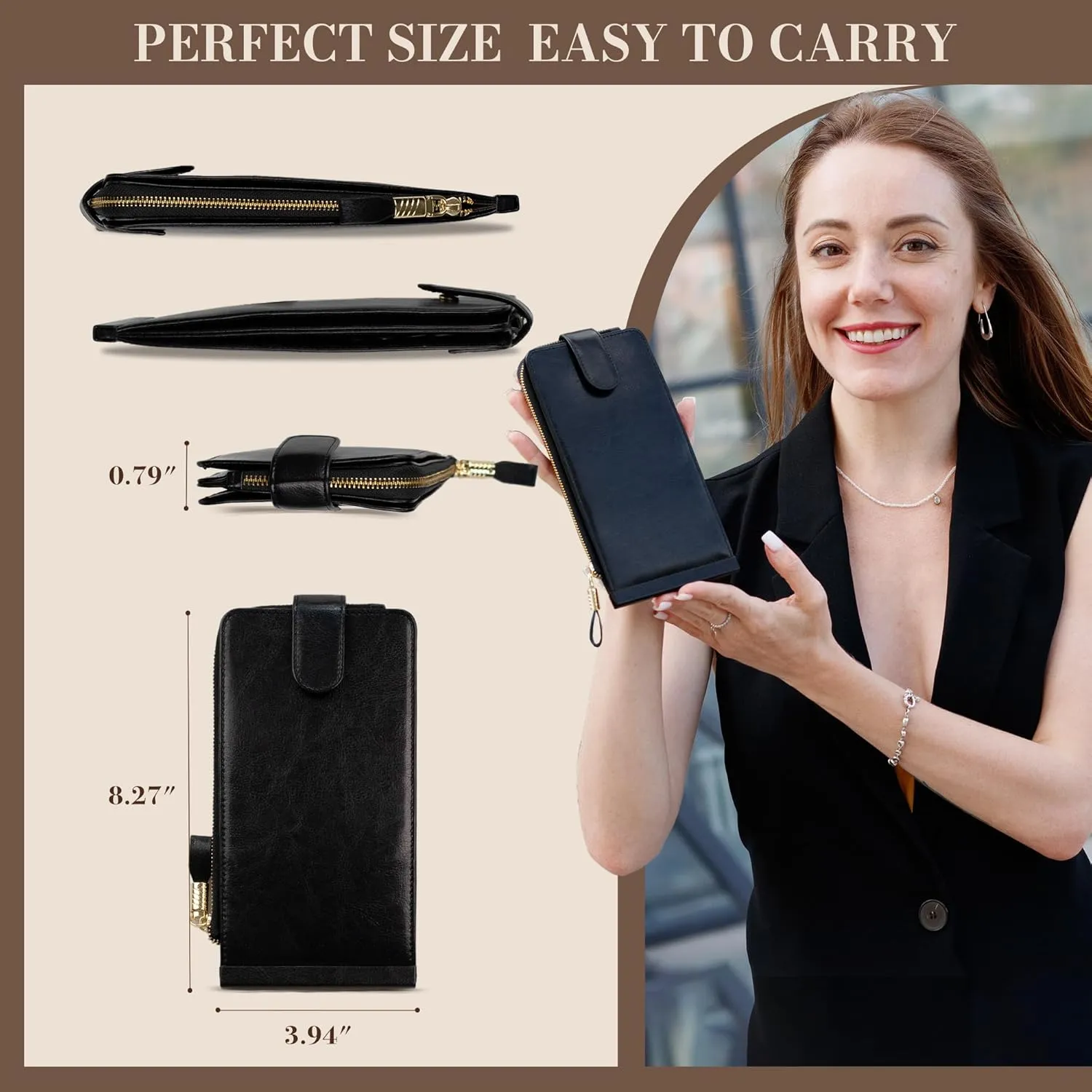 Huztencor Womens Leather Credit Card Holder Wallet RFID Blocking Wallet Women Card Case Purse