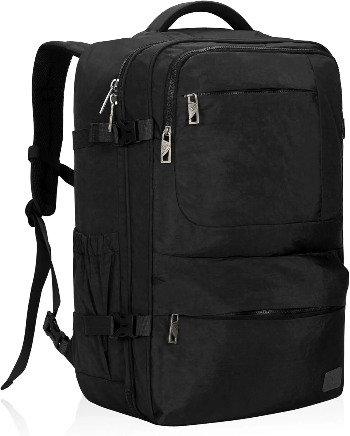 Hynes Eagle 44L Carry on Backpack Airline Approved Travel Backpack for Men Women Large Laptop Backpack 17 inch Nylon Backpack Overnight Weekender Bag Black
