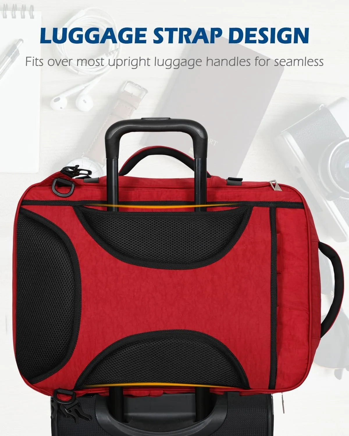 Hynes Eagle 44L Carry on Backpack Airline Approved Travel Backpack for Men Women Large Laptop Backpack 17 inch Nylon Backpack Overnight Weekender Duffel Bag Red with 3PCS Packing Cubes