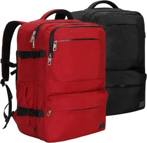 Hynes Eagle 44L Carry on Backpack Airline Approved Travel Backpack for Men Women Large Laptop Backpack 17 inch Nylon Backpack Overnight Weekender Duffel Bag Red with Black