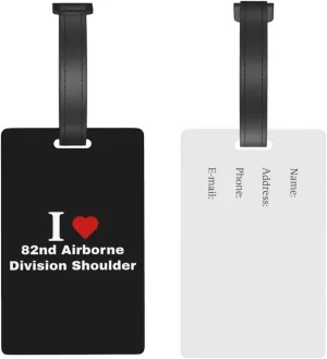 I Love 82nd Airborne Division Shoulder Luggage Tags for Suitcases Travel Tags ID Labels for Women Men Travel Bag Luggage Accessories