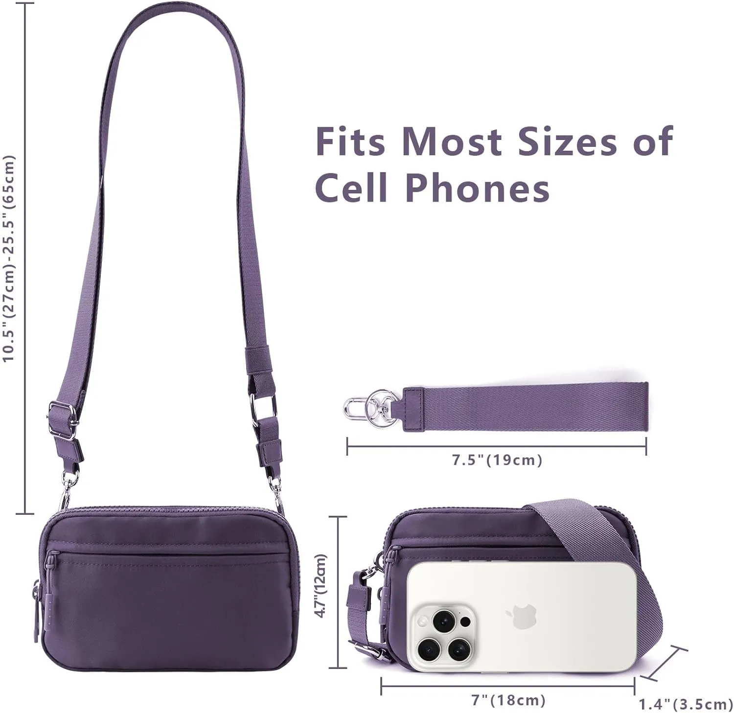 IBEE Dual Wristlet Wallets for Women RFID Blocking Crossbody Wallets Purse with ID Window Large Wristlet Purse Nylon