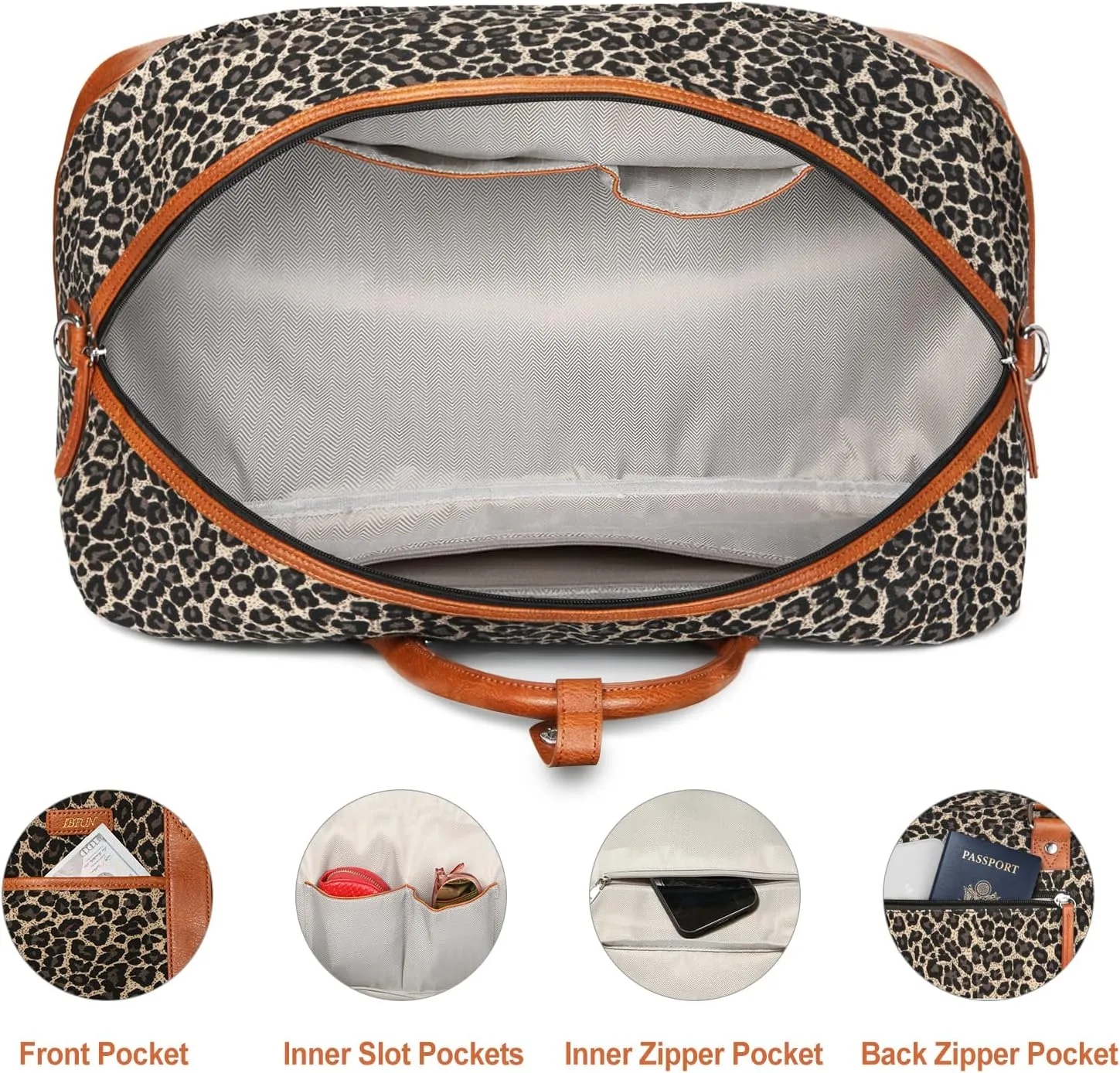 IBFUN Weekender Bags for Women, Large Overnight Bag Canvas Travel Duffel Bag Carry On Tote with Shoe Compartment 21" 3Pcs Set