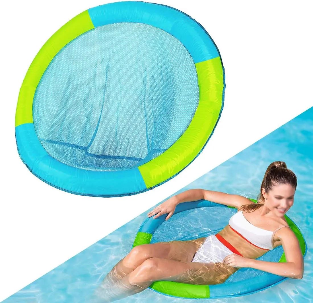 Inflatable Water Hammock Float, Pool Lounger, Blue, 37" x 37"