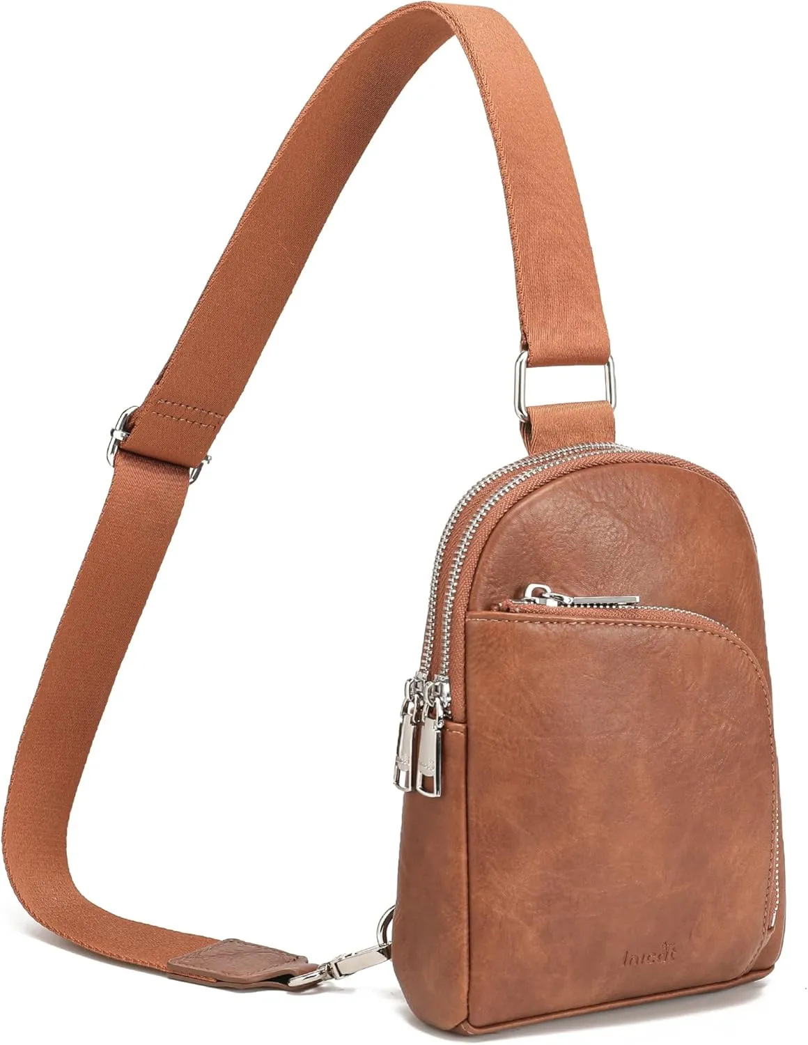 INICAT RFID Blocking Sling Bag Leather Crossbody Bags for Women Fanny Pack Cross Body for Woman Chest Bag for Travel 1.9L