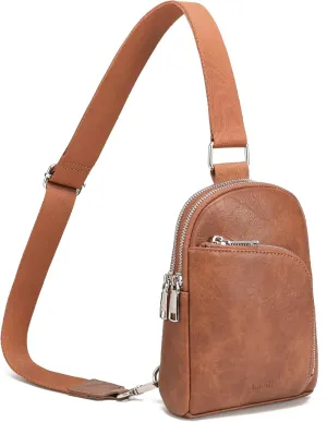 INICAT RFID Blocking Sling Bag Leather Crossbody Bags for Women Fanny Pack Cross Body for Woman Chest Bag for Travel 1.9L