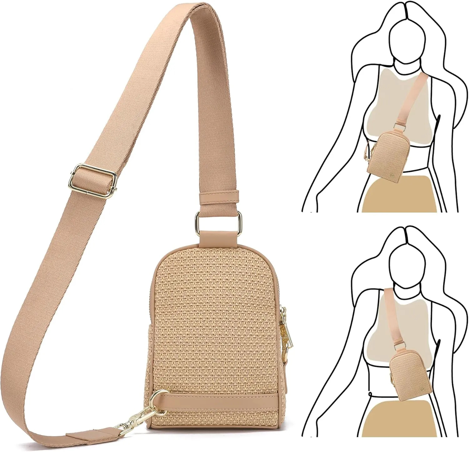 INICAT Summer Straw Bag Small Sling Beach Bag Crossbody Bags for Women