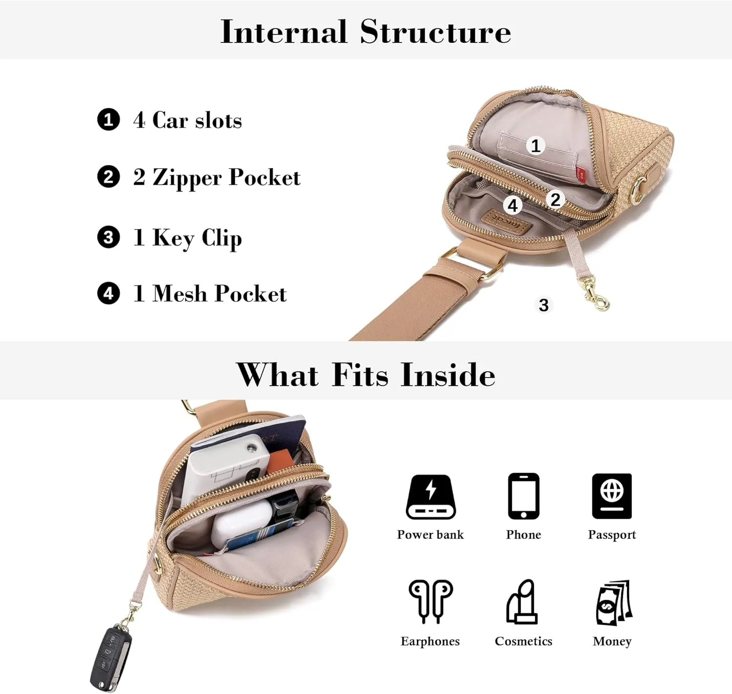 INICAT Summer Straw Bag Small Sling Beach Bag Crossbody Bags for Women