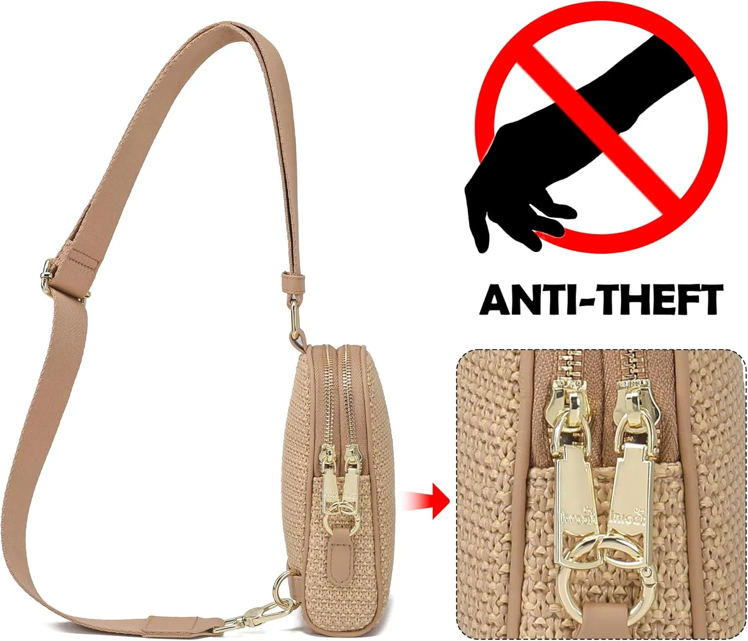 INICAT Summer Straw Bag Small Sling Beach Bag Crossbody Bags for Women