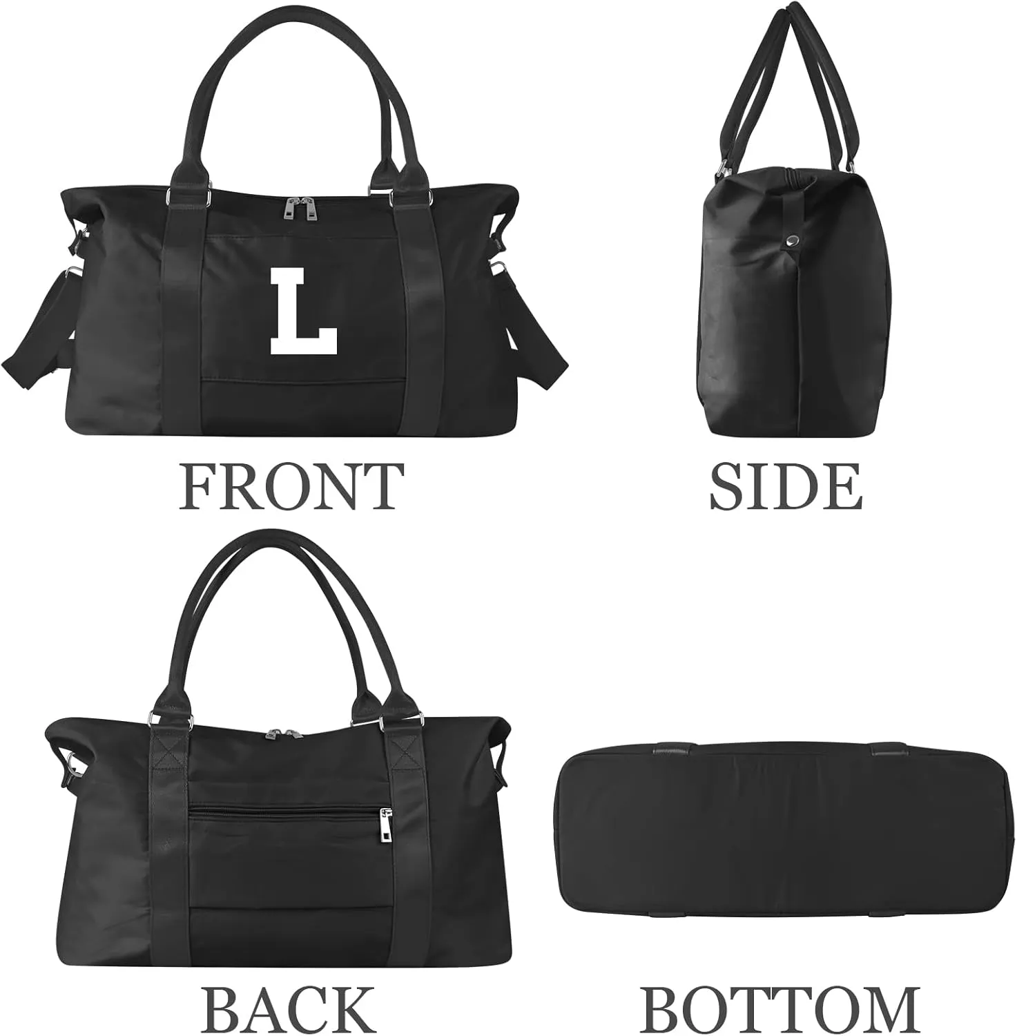 Initial Travel Duffel Bag Sports Gym Bag for Boys Teen Birthday Gifts,Black Personalized Weekender Bag Carry On Tote Bags for Men,Waterproof Overnight Luggage Bag Airplane Travel Essentials(Letter L)