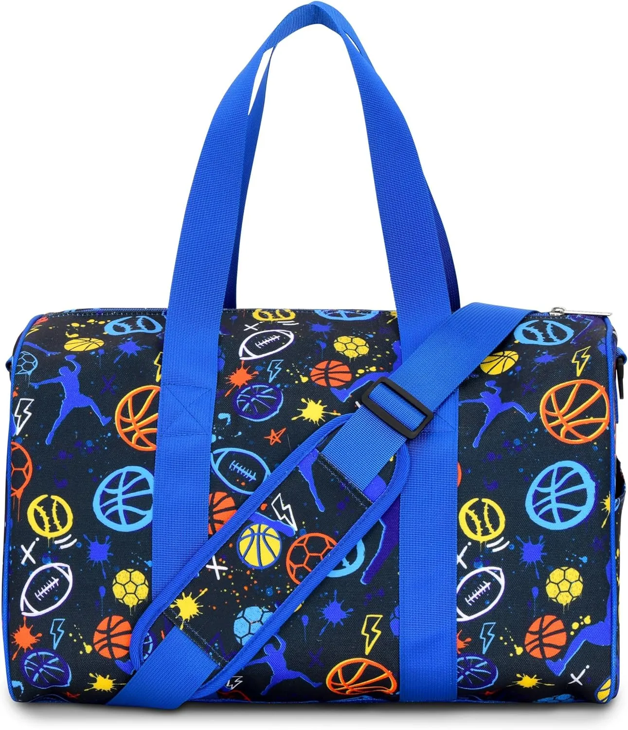 iscream   Corey Paige Designs 17" x 11" Duffle Bag with Sturdy Nylon Exterior for Sport and Travel with Adjustable Strap - Bold Sports
