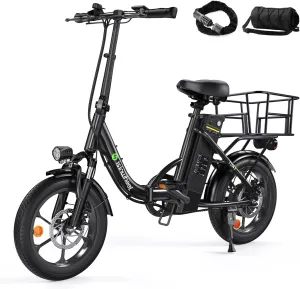 isinwheel U4 16" Folding Electric Bike for Adults, 750W Peak Motor with Max 55Miles PAS Range & 19MPH EBike, 374.4Wh Battery Electric Bicycles Step-Thru Commuter E Bikes for Adults and Teens