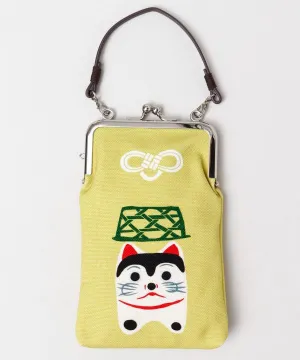 Japanese Folk Art Pattern GAMAGUCHI Pouch with Handle