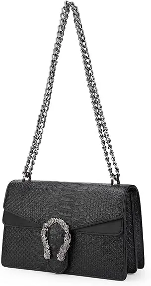JBB Crossbody Shoulder Purses Women Texured Evening Clutch Chain Strap Small Satchel Bag Black