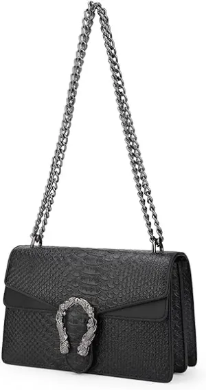 JBB Crossbody Shoulder Purses Women Texured Evening Clutch Chain Strap Small Satchel Bag Black