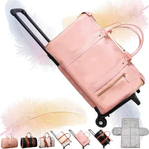 Jenni Travel Bag with Wheels - Convertible Duffel Bag, Removable Wheels (Pink-B)