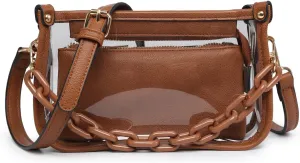 Jessica Vegan Clear Bag for Women Stadium Approved Crossbody Purses for Concerts Sports Events