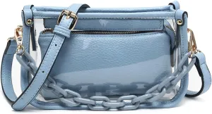 Jessica Vegan Clear Bag for Women Stadium Approved Crossbody Purses for Concerts Sports Events