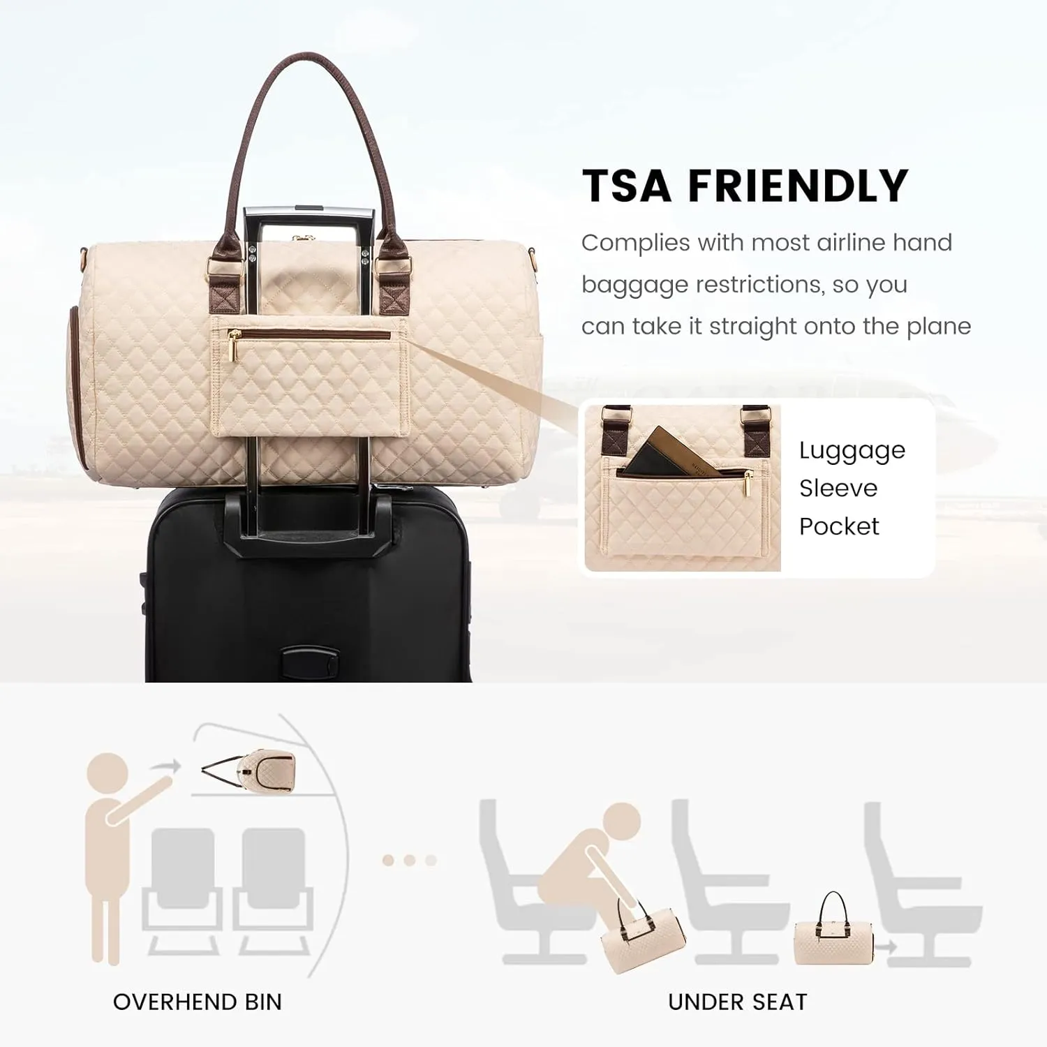 JFFD Travel Duffle Bag, Weekender Bag for Women, Carry on Overnight Bag with Shoe Compartment, Gym Duffel Bag with Wet Pocket, Mommy Hospital Bags for Labor and Delivery