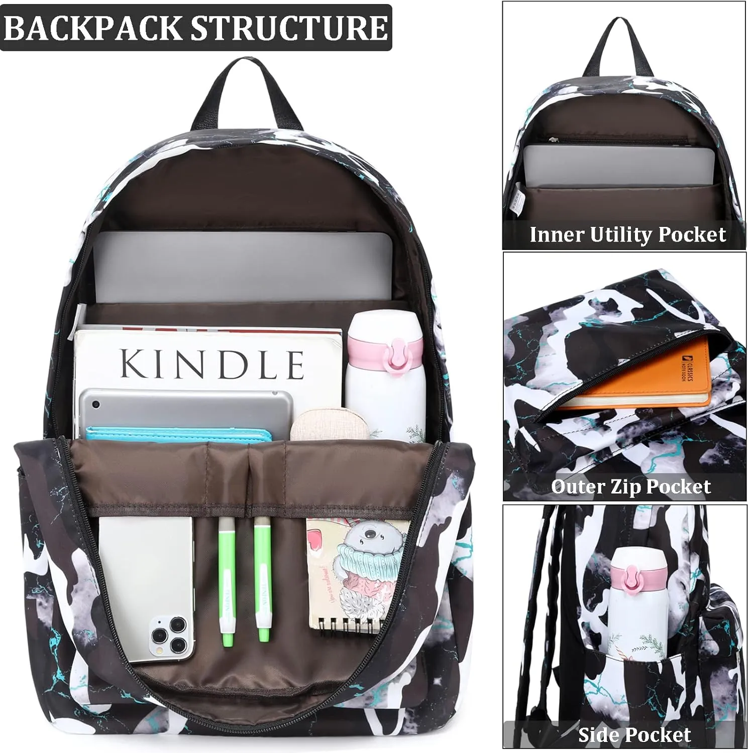 JIANYA Kids Backpack Boys Backpacks for School with Lunch Box Camo Elementary Back Pack Bookbags for boys