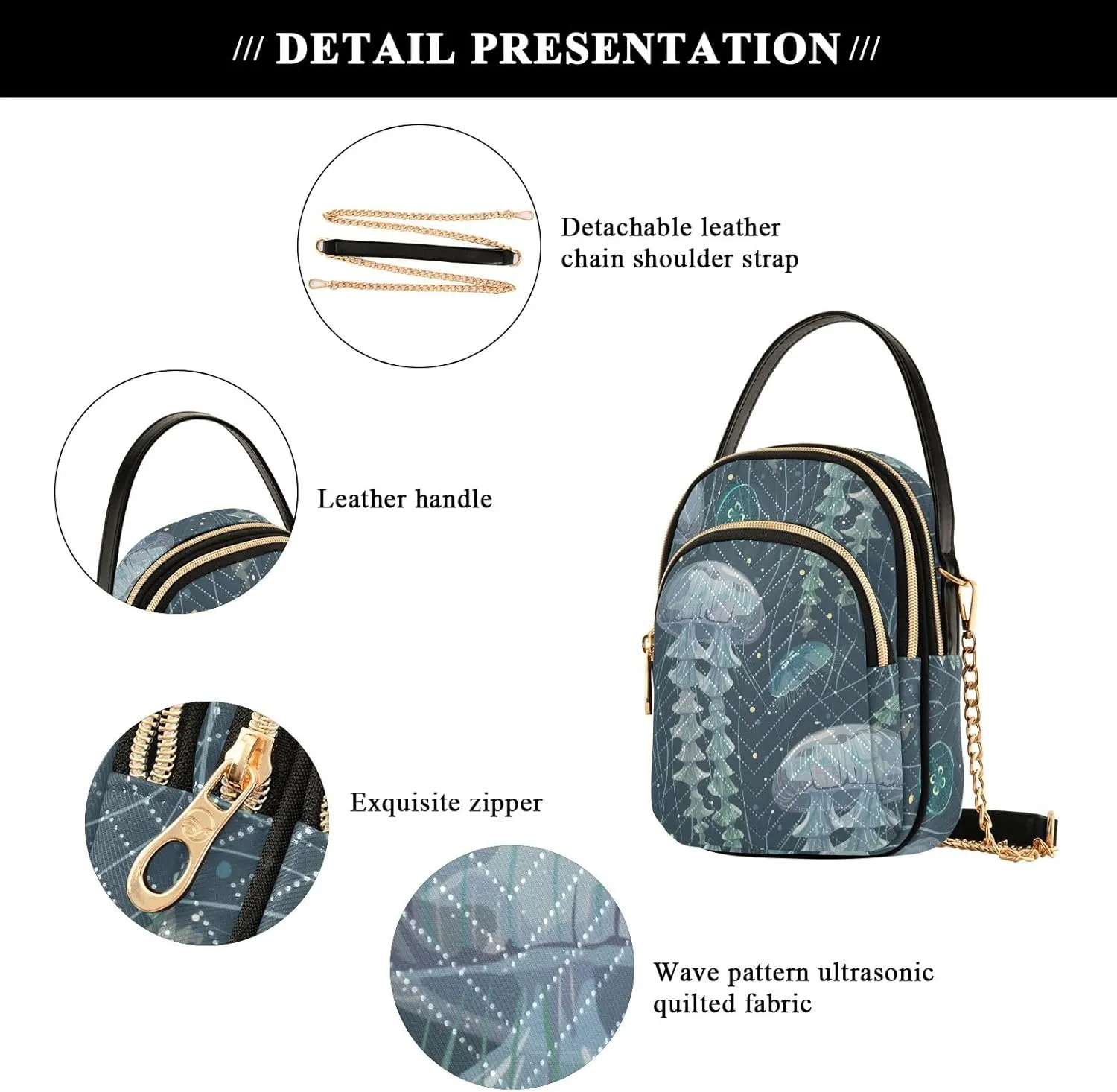 Joisal Women Crossbody Bags, Womens Shoulder Purse Triple Zip Handbags for Women, Cell Phone Purse Crossbody