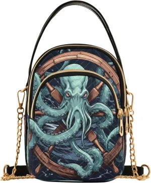Joko Ivery Octopus Black Multi Pockets Crossbody Bags for Women Zip Cell Phone Purse Wallet Bag with Detachable Shoulder Strap Zipper Purse for Shopping Traveling Working Women Girls Trendy Gift