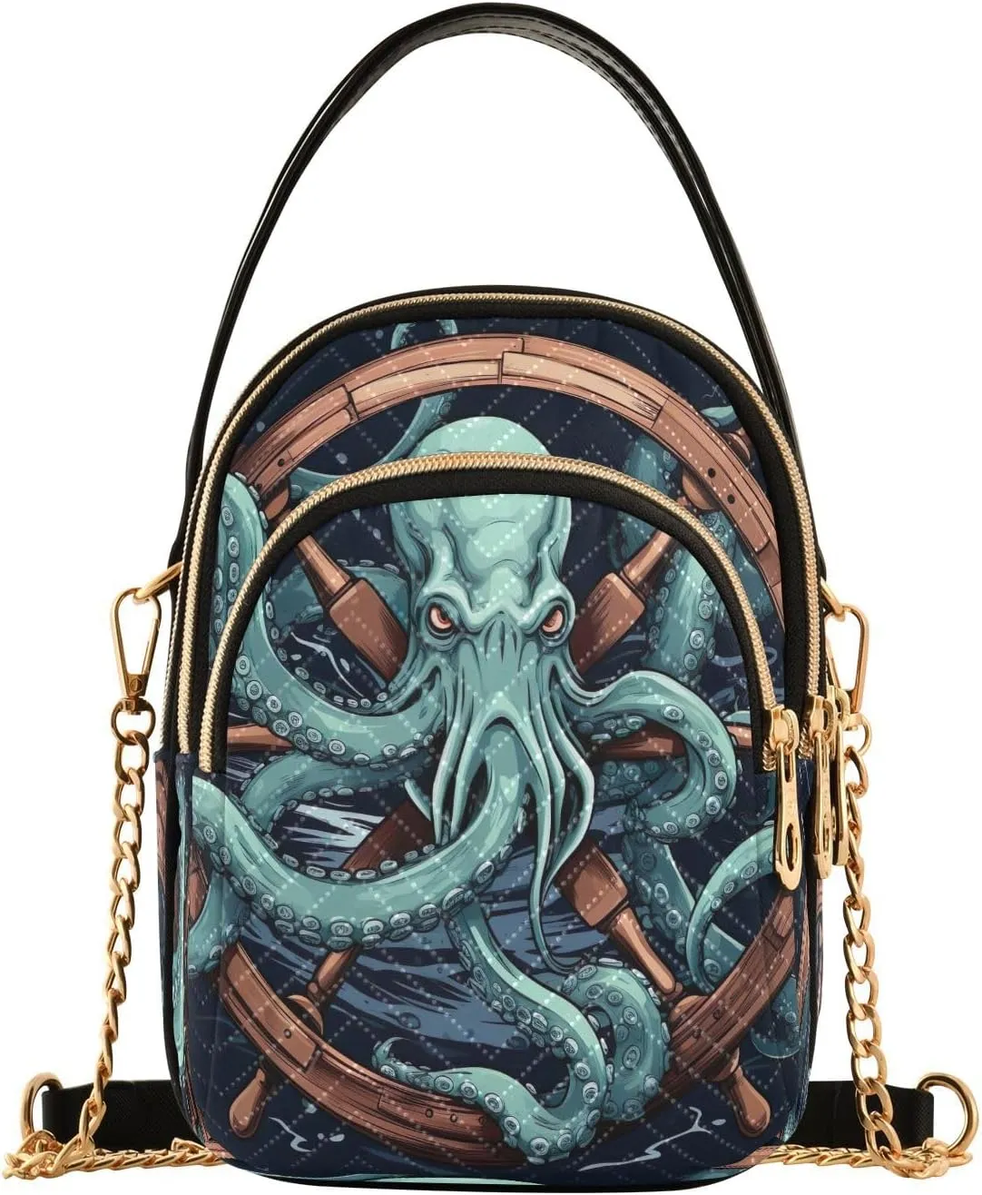 Joko Ivery Octopus Black Multi Pockets Crossbody Bags for Women Zip Cell Phone Purse Wallet Bag with Detachable Shoulder Strap Zipper Purse for Shopping Traveling Working Women Girls Trendy Gift