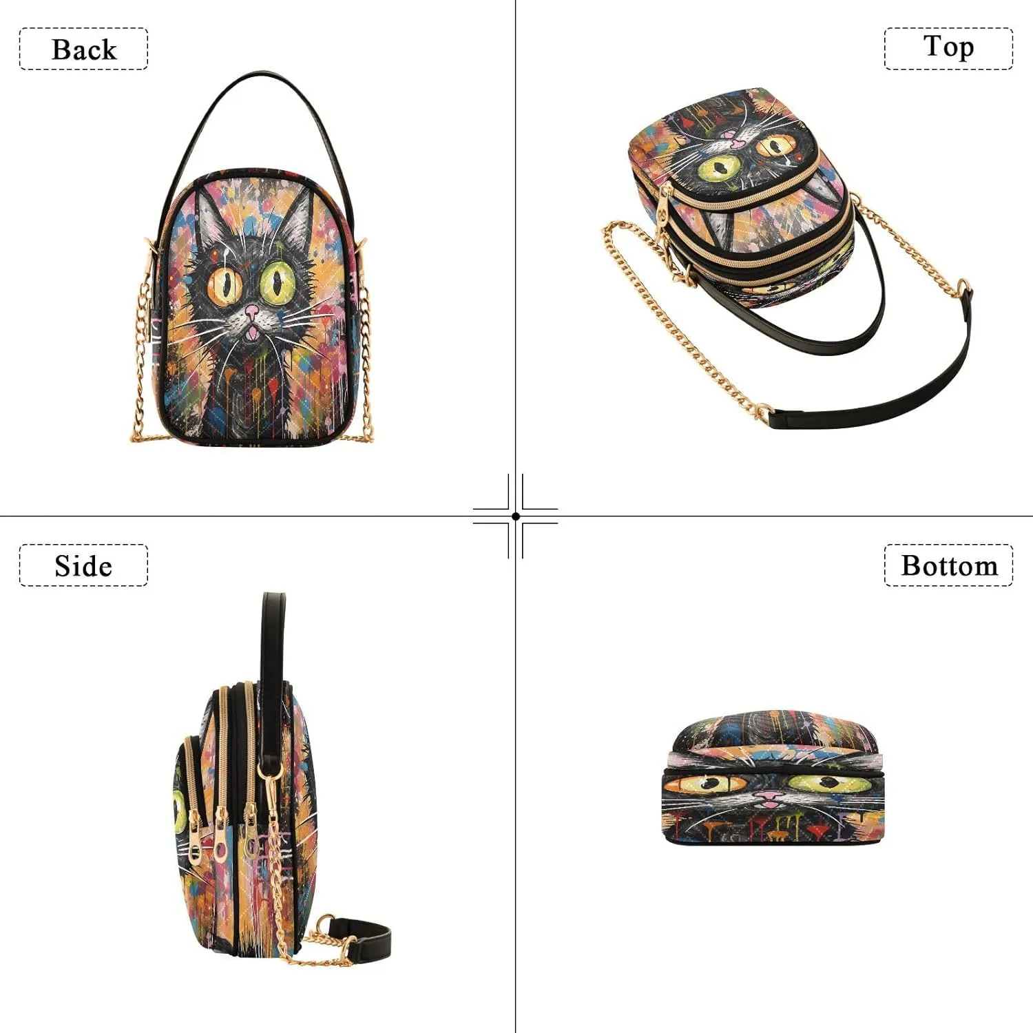 JSTEL Small Crossbody Bag for Women with Compartments,Long Gold Chain Crossbody Purse Polyester Phone Purse Wallet