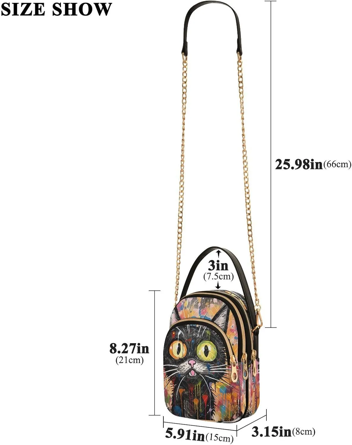 JSTEL Small Crossbody Bag for Women with Compartments,Long Gold Chain Crossbody Purse Polyester Phone Purse Wallet