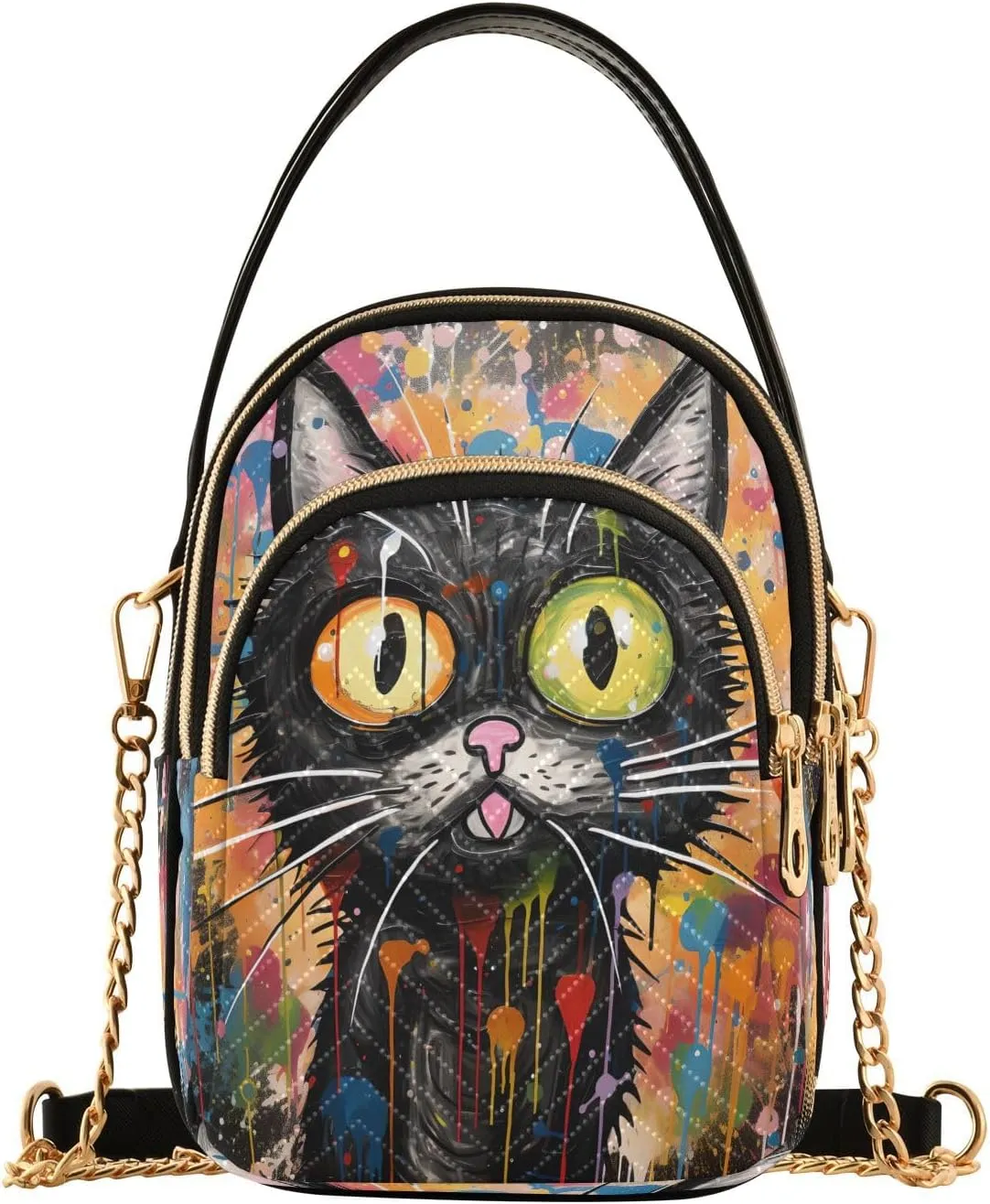 JSTEL Small Crossbody Bag for Women with Compartments,Long Gold Chain Crossbody Purse Polyester Phone Purse Wallet