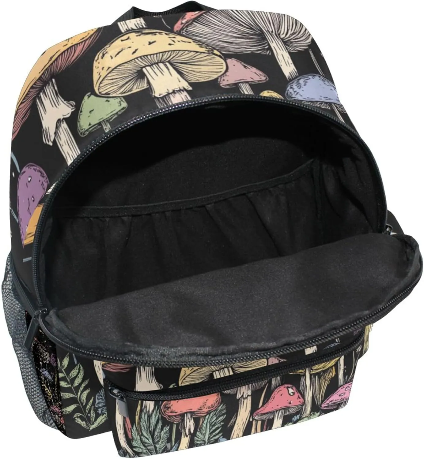 JUNZAN Amanita Caesarea Mushroom Black Cute Kid Backpack Chest Strap Bookbags for Camping