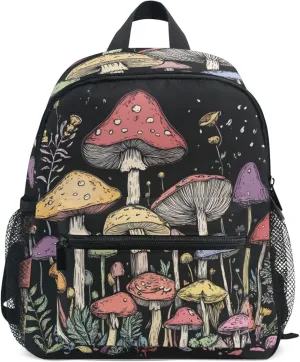 JUNZAN Amanita Caesarea Mushroom Black Cute Kid Backpack Chest Strap Bookbags for Camping