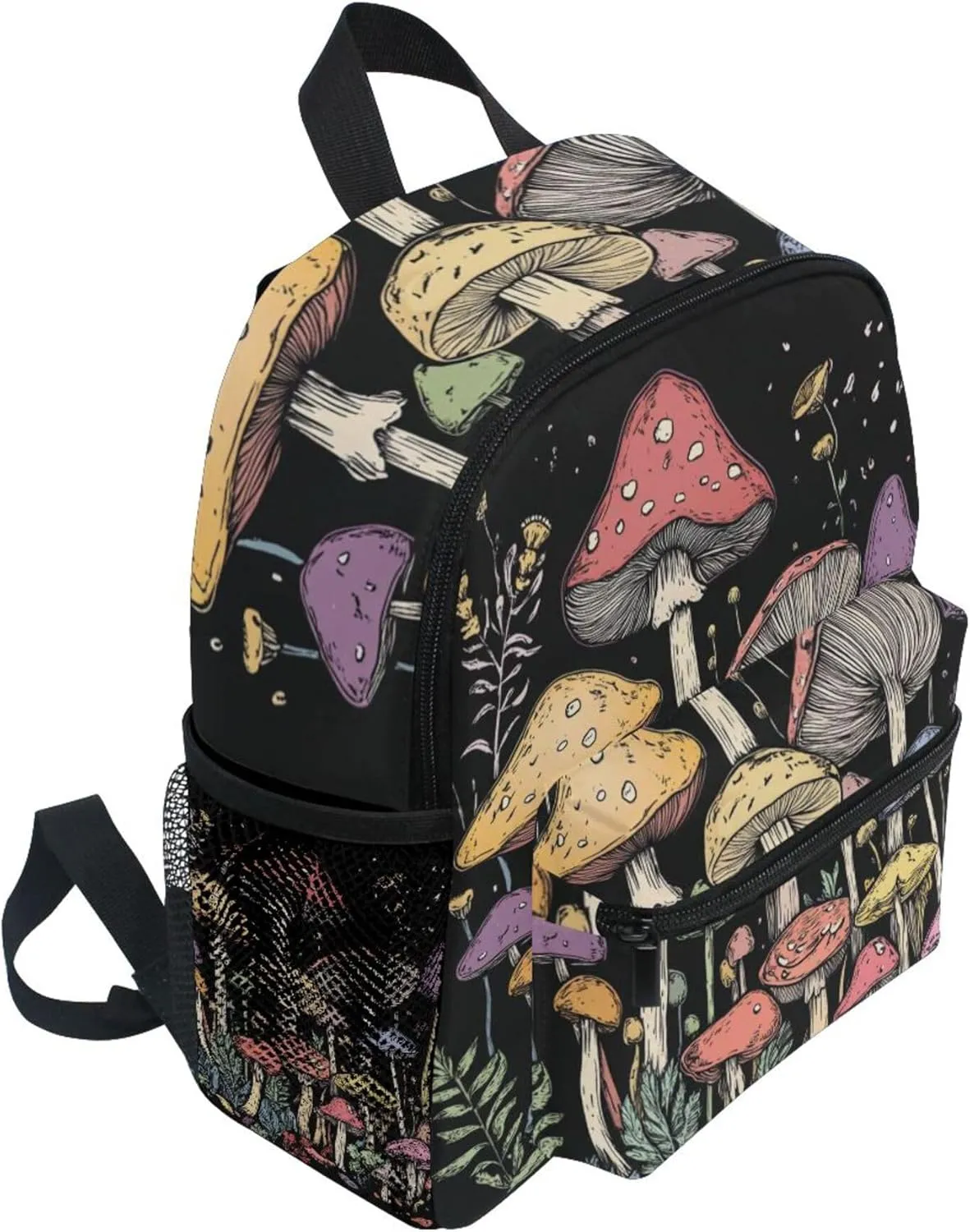 JUNZAN Amanita Caesarea Mushroom Black Cute Kid Backpack Chest Strap Bookbags for Camping