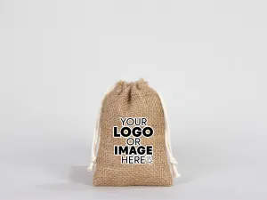 Jute drawstring Bag  4"W x 5"H (10 cm x 13 cm) - Custom Coffee Bag  - Packing Bag - Burlap Bags with Drawstring - 100% Natural Jute Bags - Stock Bag