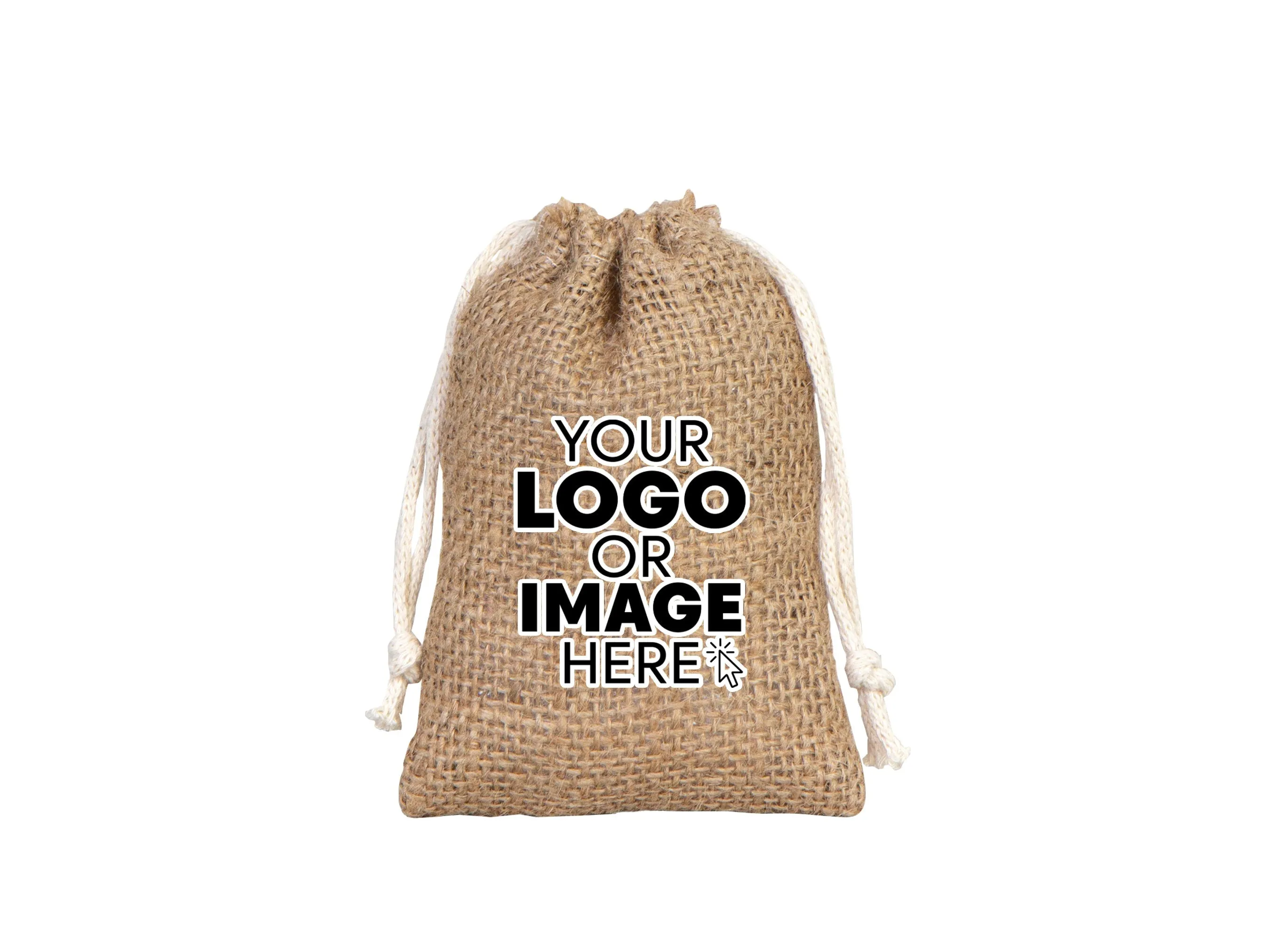 Jute drawstring Bag  4"W x 5"H (10 cm x 13 cm) - Custom Coffee Bag  - Packing Bag - Burlap Bags with Drawstring - 100% Natural Jute Bags - Stock Bag