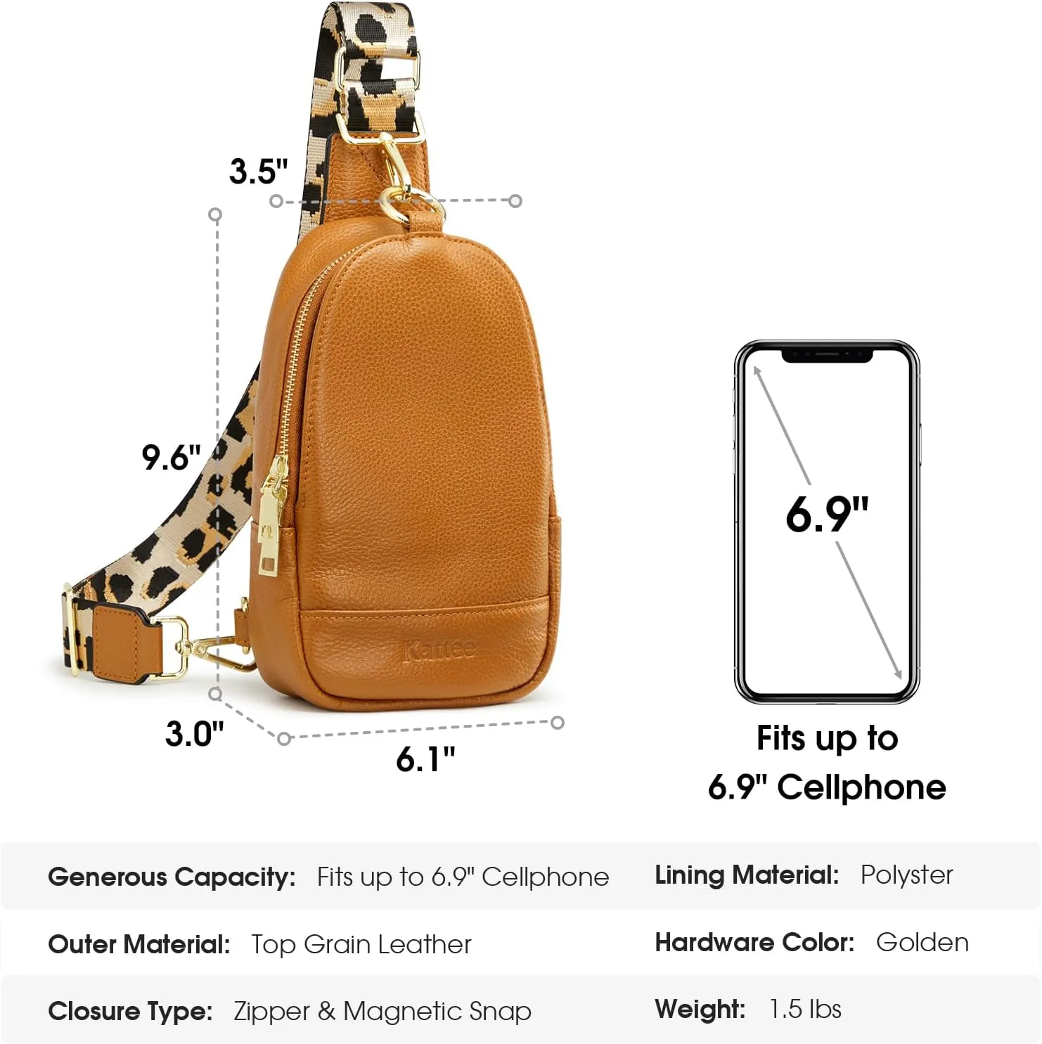 Kattee Sling Bag for Women, Leather Fanny Packs for Women, Small Crossbody Chest Bag with RFID Blocking