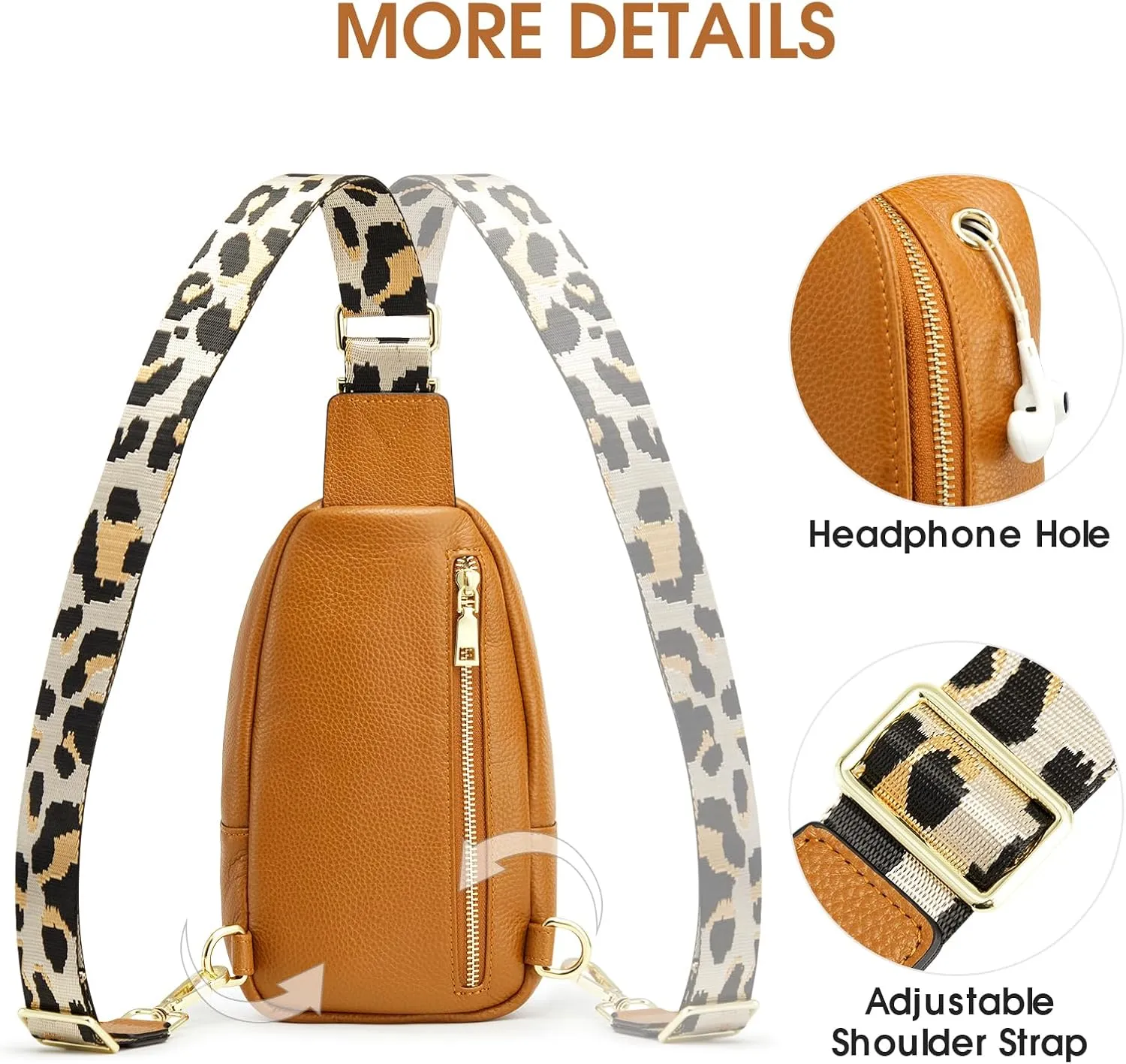 Kattee Sling Bag for Women, Leather Fanny Packs for Women, Small Crossbody Chest Bag with RFID Blocking