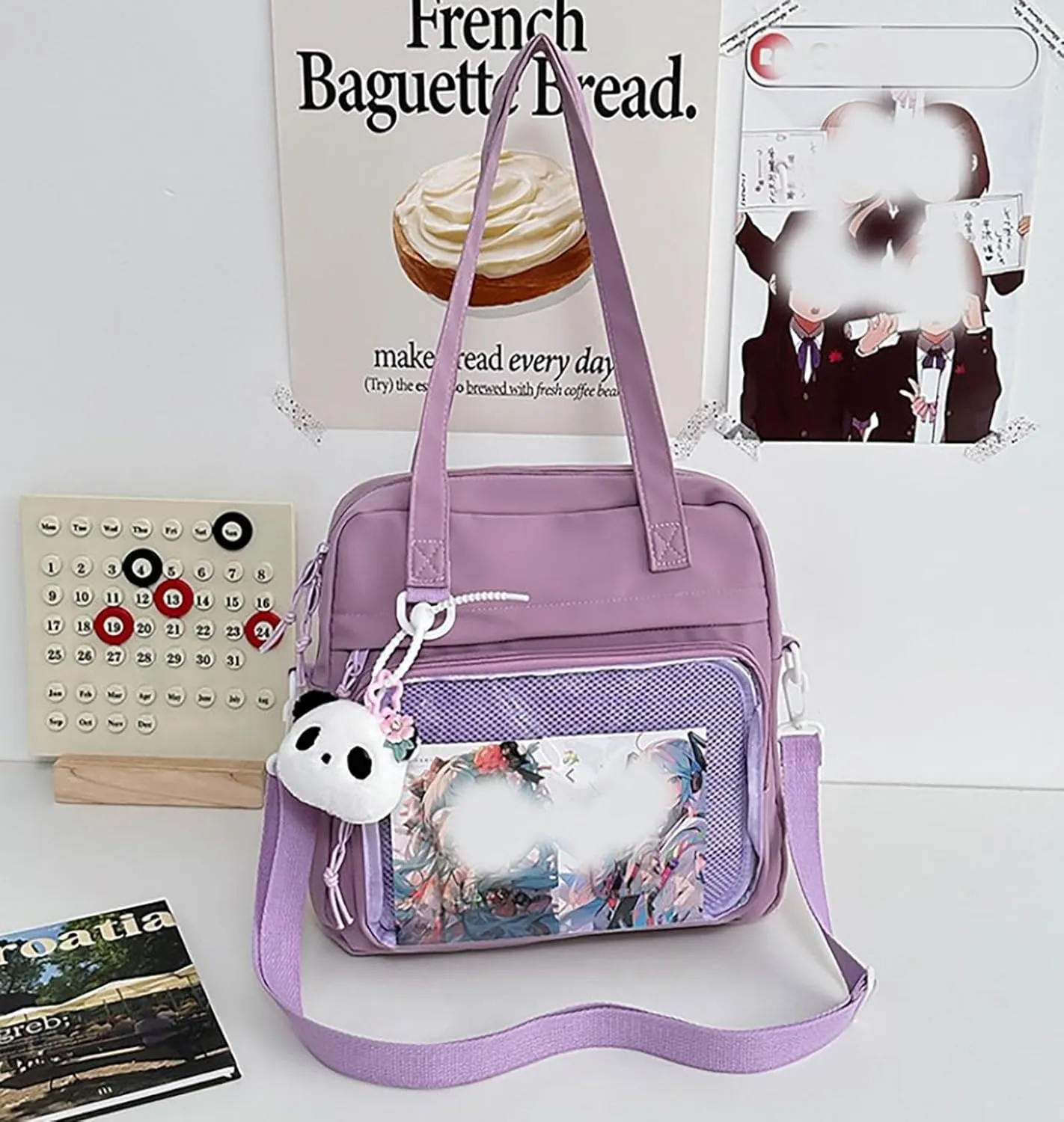 Kawaii Crossbody Shoulder Bags for Women Ita Messenger Bag Cute Transparent Ita Bag Sling Bag Japanese Anime Style Clear Bags