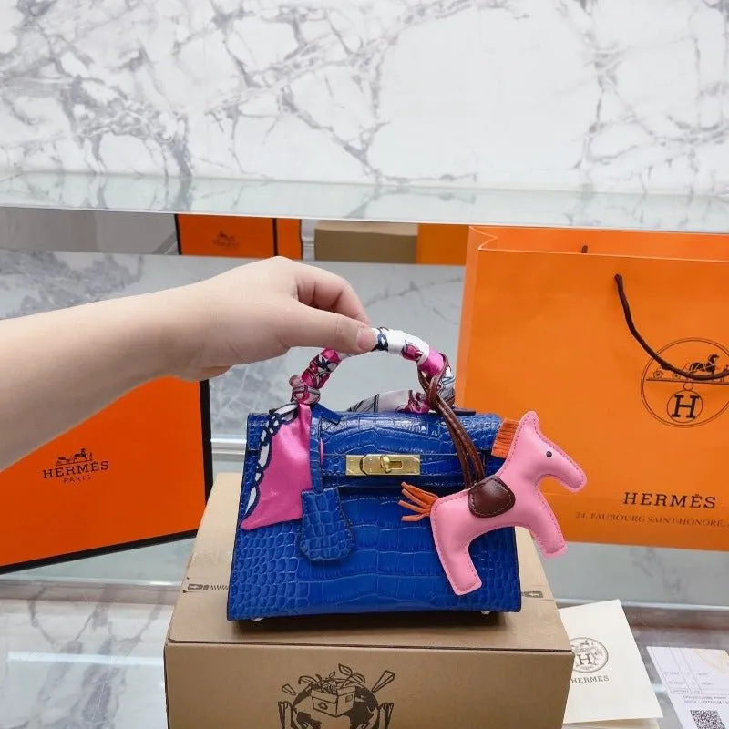 Kelly Croc Handbag Mini Door-to-door delivery ESMEE Reliable Blue -