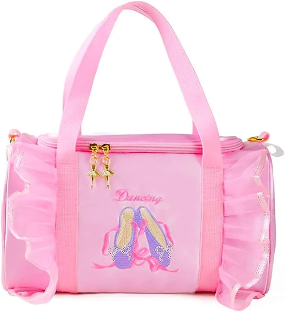 Kids Ballerina Dance Bag for Girls, Duffel is The Perfect Size for Ballet Class,Dance Recitals,Weekend Overnight, Short trips,Carry-on Size