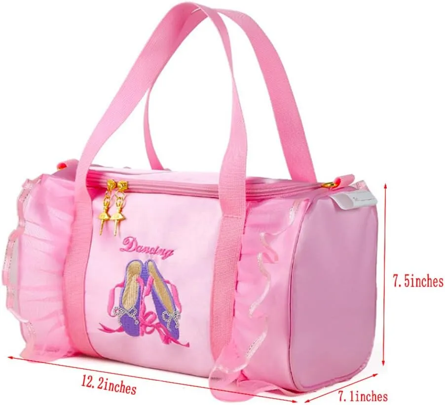 Kids Ballerina Dance Bag for Girls, Duffel is The Perfect Size for Ballet Class,Dance Recitals,Weekend Overnight, Short trips,Carry-on Size
