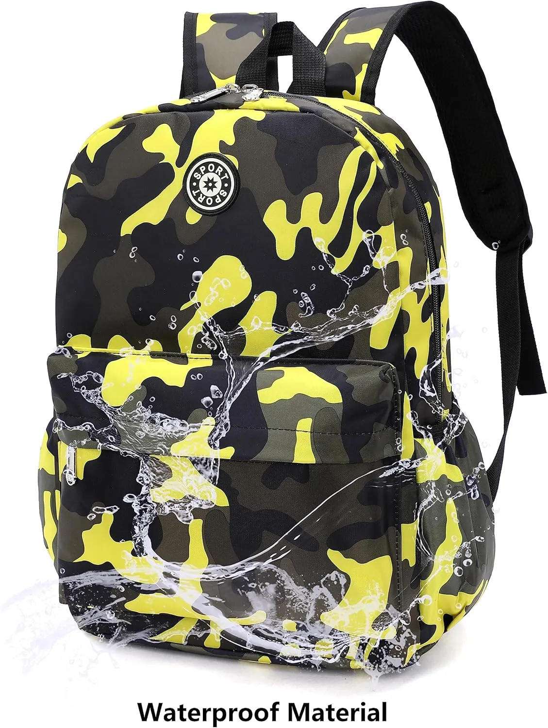Kids School Backpacks for Boys Girls Elementary Kindergarten Camo School Bags Bookbags for Primary Preschool (Camouflage Yellow, Large)