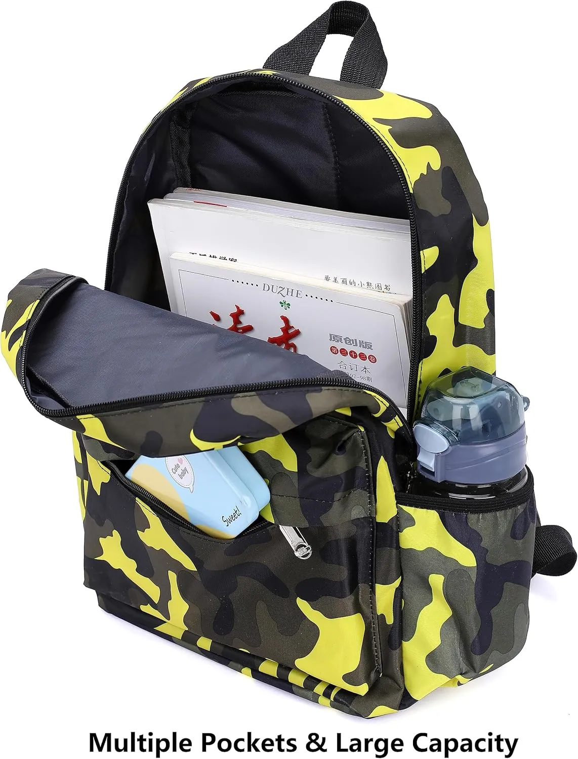 Kids School Backpacks for Boys Girls Elementary Kindergarten Camo School Bags Bookbags for Primary Preschool (Camouflage Yellow, Large)