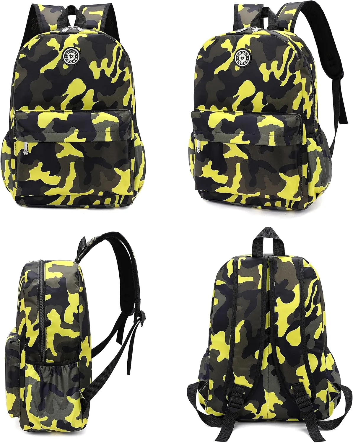 Kids School Backpacks for Boys Girls Elementary Kindergarten Camo School Bags Bookbags for Primary Preschool (Camouflage Yellow, Large)