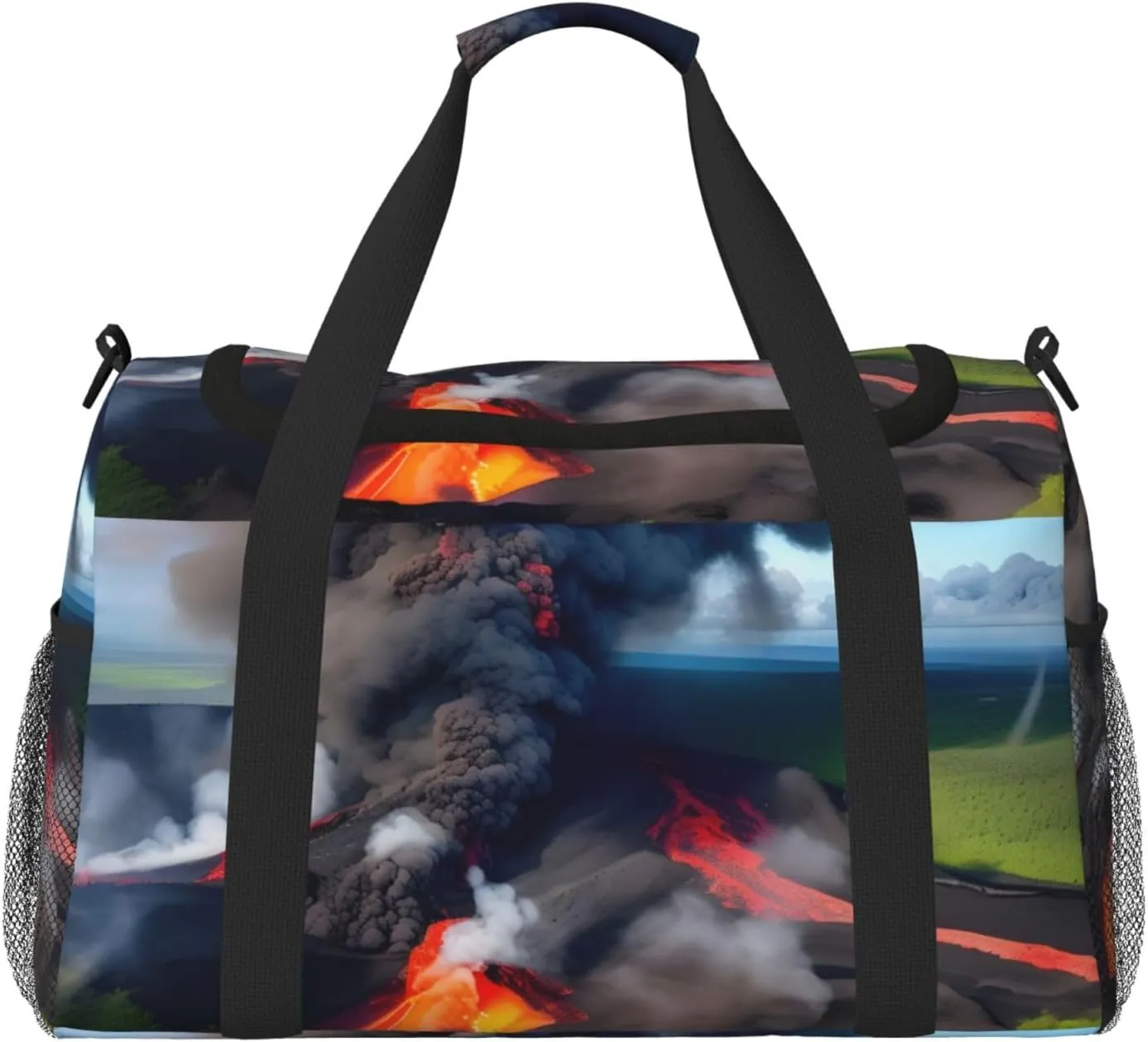 Kilauea Volcano Bloom Print Travel Hand Travel Bag Weekender Overnight Carry On Tote Foldable Crossbody Bag