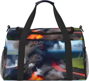 Kilauea Volcano Bloom Print Travel Hand Travel Bag Weekender Overnight Carry On Tote Foldable Crossbody Bag