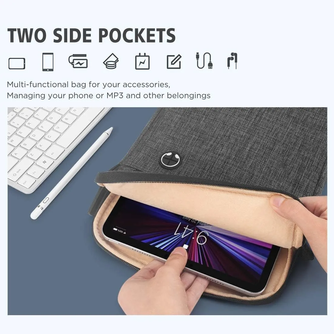 KIZUNA 10 Inch Tablet Sleeve Water Resistant Shoulder Messenger Laptop Bag for 9.7" 10.5" 11" iPad Pro/Apple 10.2" iPad/10 Surface Go/ 10.5" Surface Go 3/10.5" Samsung Galaxy Tab A S6/Huawei MediaPad