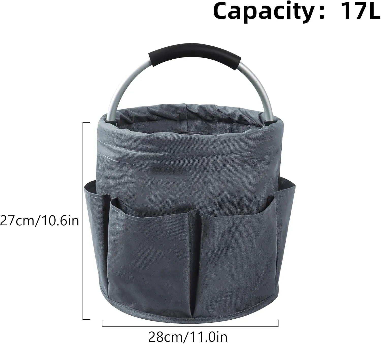 Klmnop Garden Tool Bag, Foldable Gardening Bags for Tools, Garden Tool Organizer with 6 Pockets, Garden Tote Bag for Indoor and Outdoor Use(Grey)